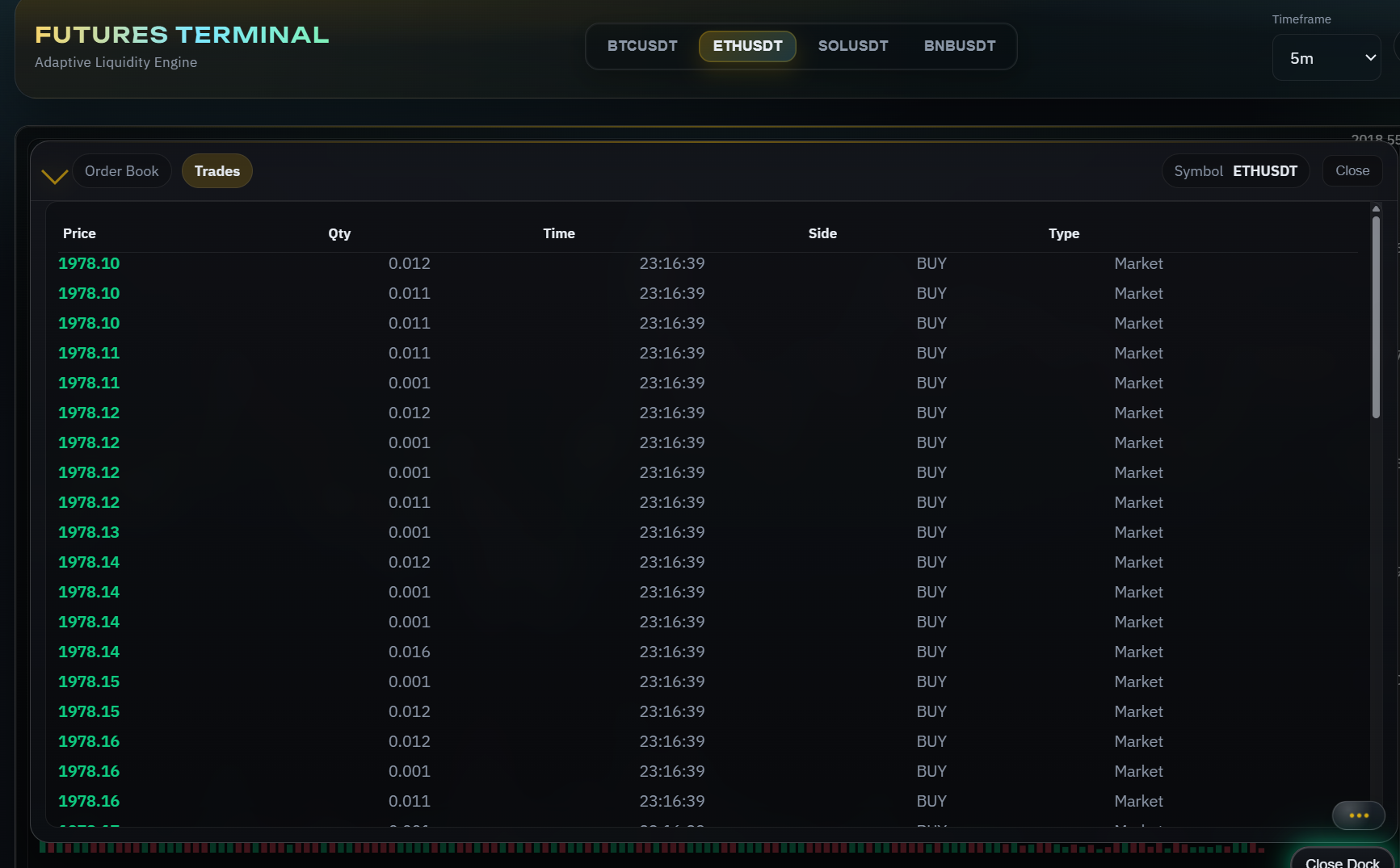 Free order book and trade feed